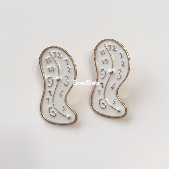 New Melting Clock Statement Earrings / Salvador Dali Art Inspired / Artsy Artist - Picture 1 of 11